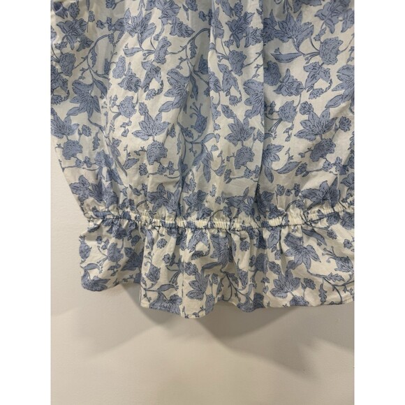 Philosophy Peasant Top Women’s Large  Flutter Sleeves Blue White Toile Floral - Picture 8 of 10